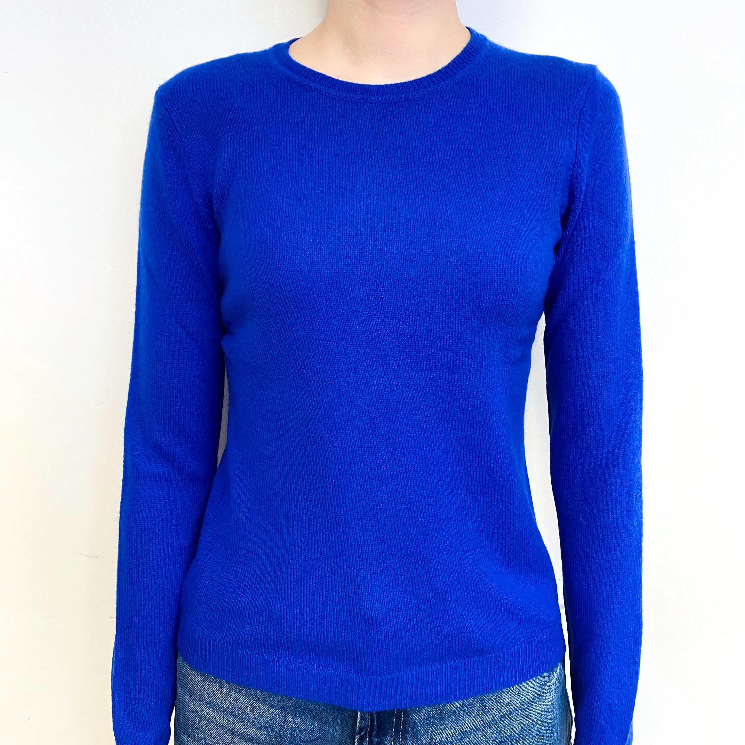 Cobalt Blue Cashmere Crew Neck Jumper Extra Small