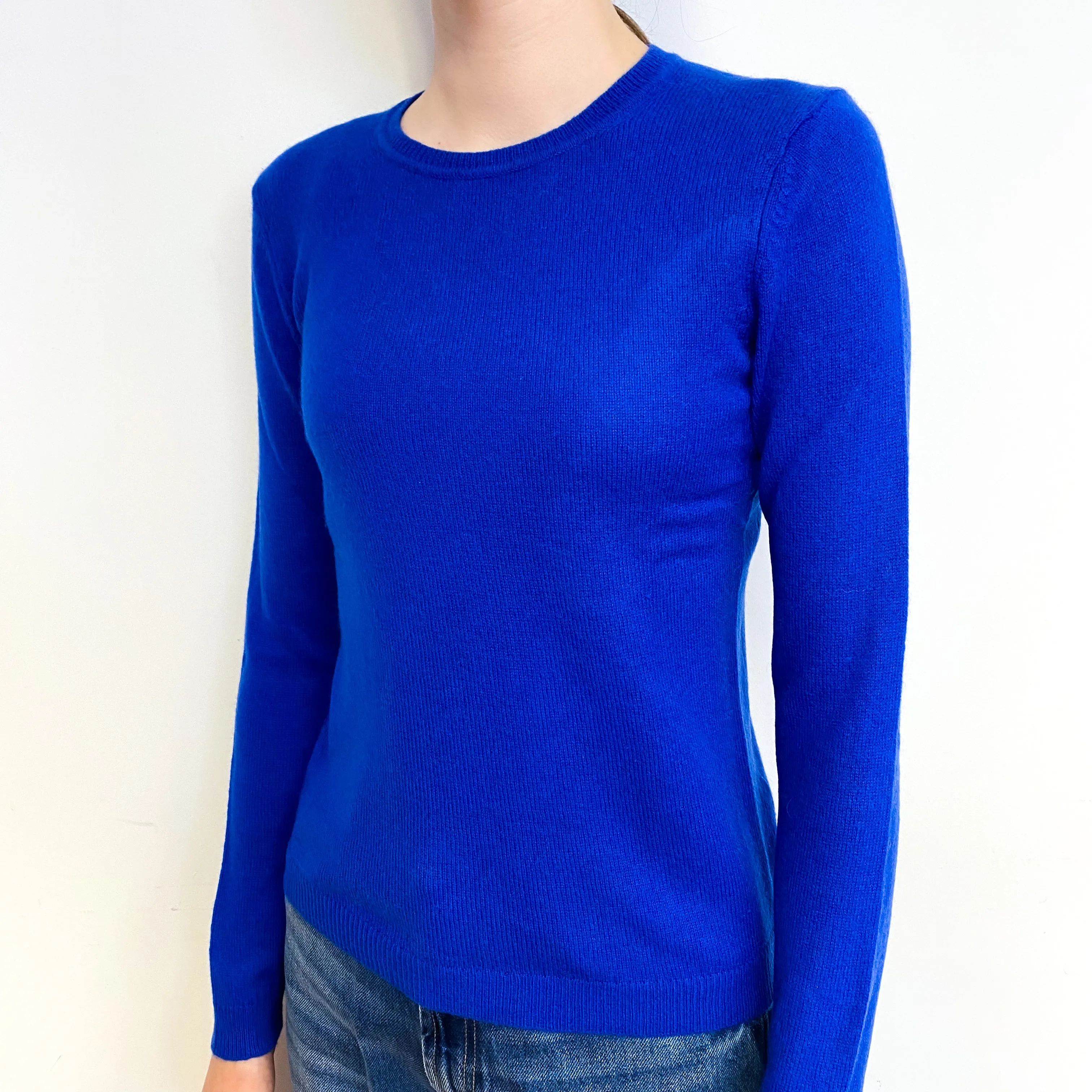 Cobalt Blue Cashmere Crew Neck Jumper Extra Small