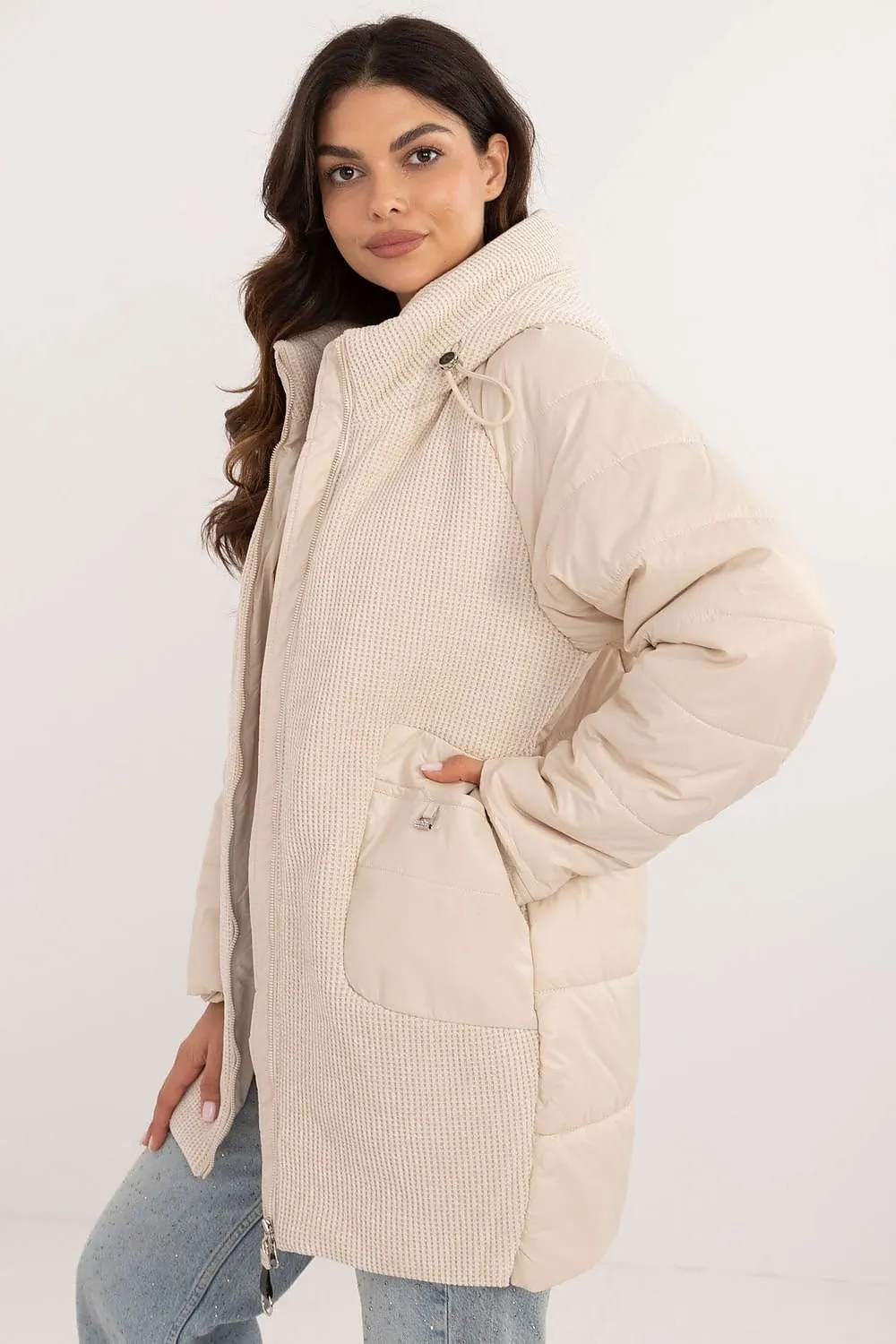 Combined Trench Hooded Jacket Beige