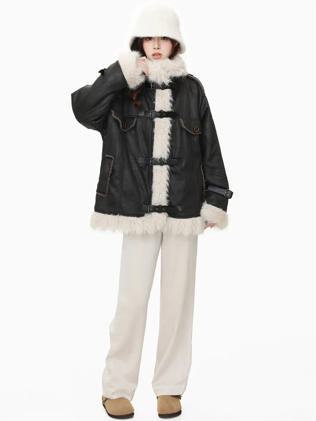 Complete Your Look with a Women's Shearling Leather Wool Coat