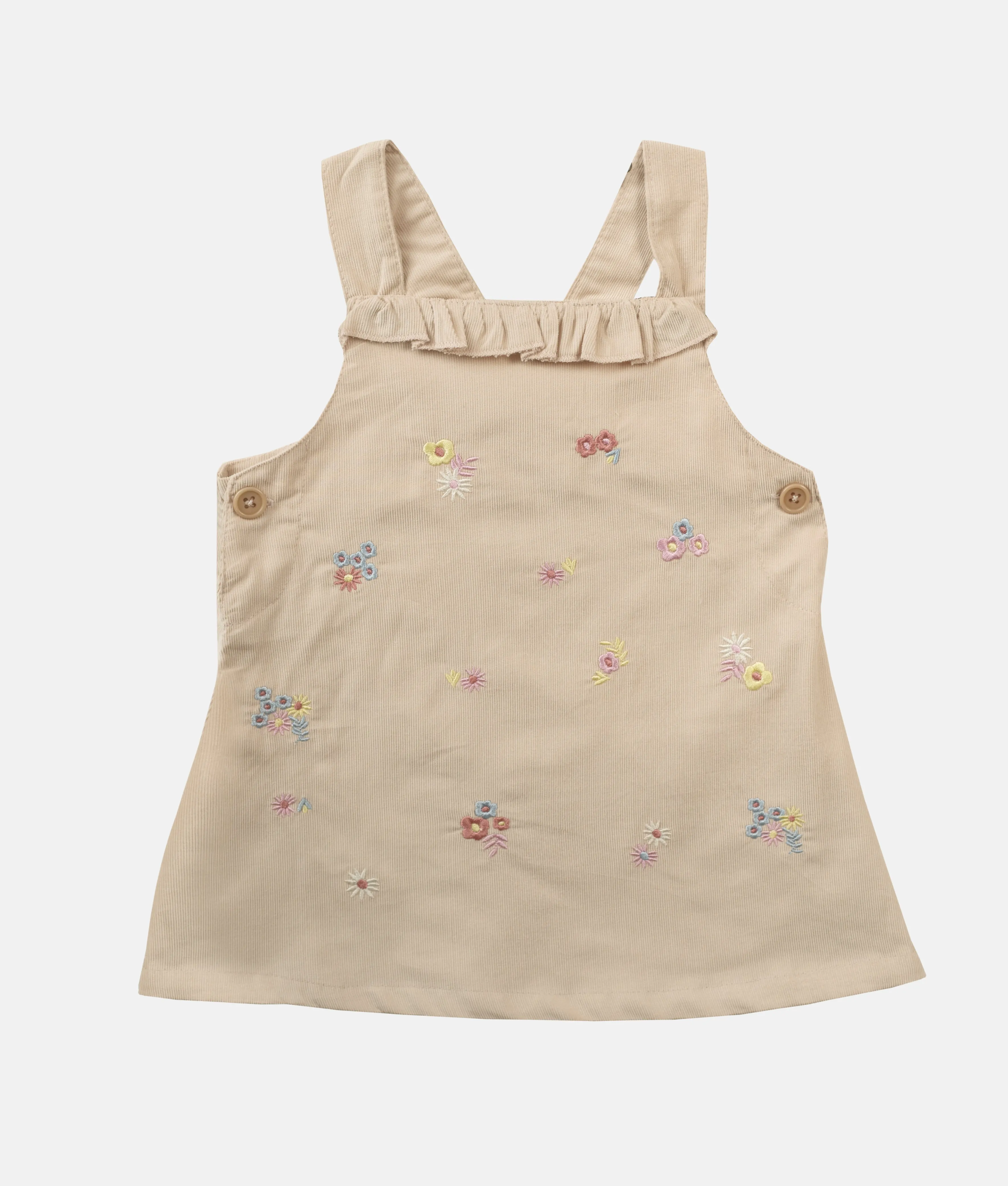 Corduroy Baby Strap Dress - Light Beige