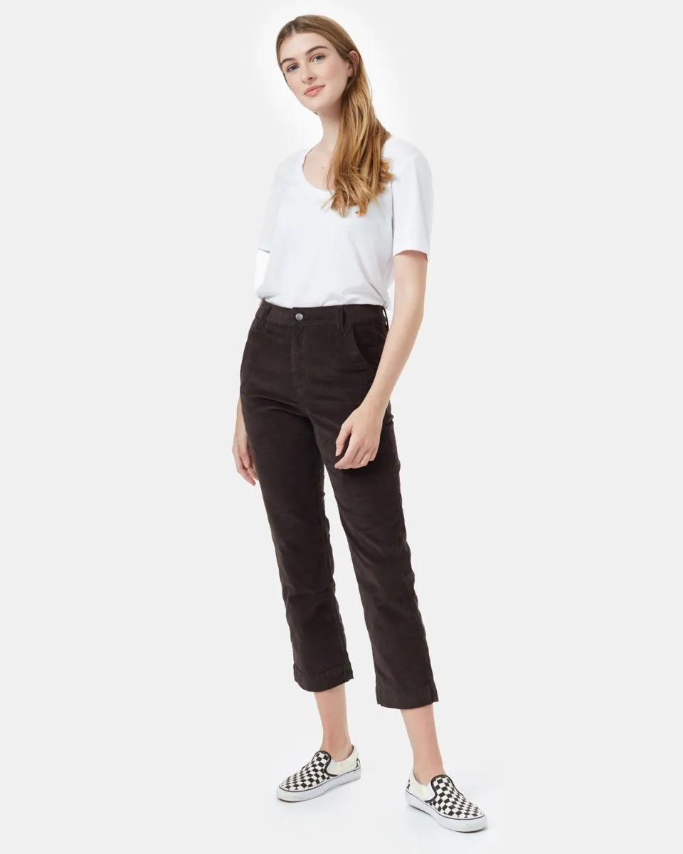 Corduroy Cropped Straight Leg Pant