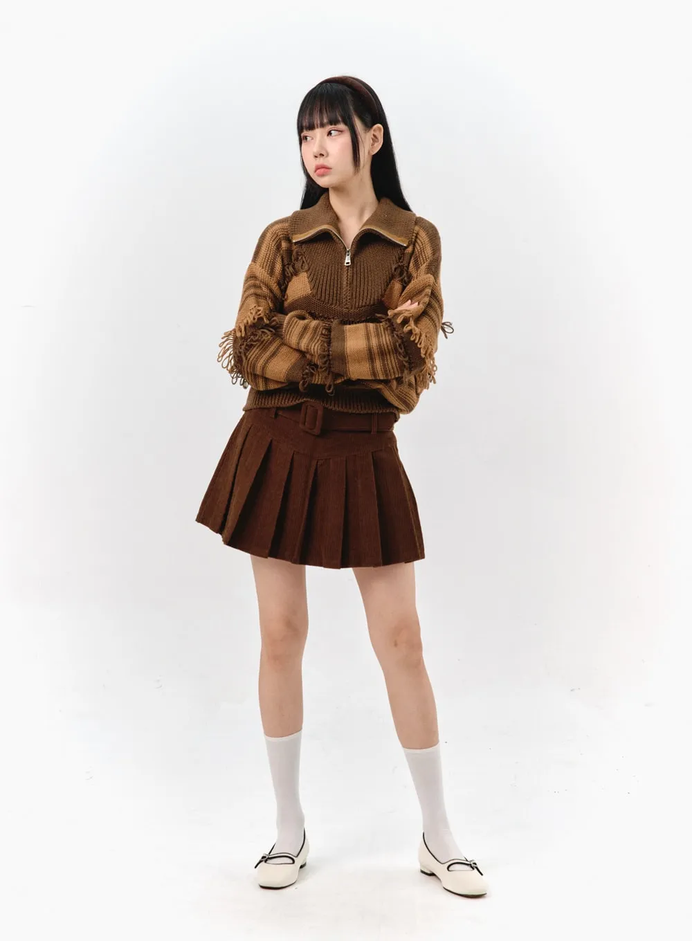 Corduroy Mini Skirt IS321