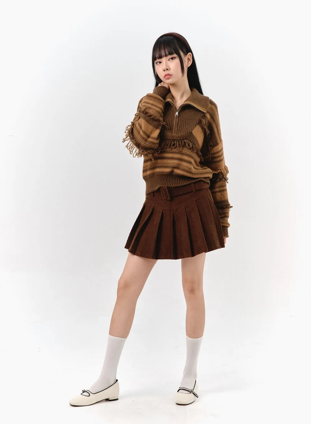 Corduroy Mini Skirt IS321