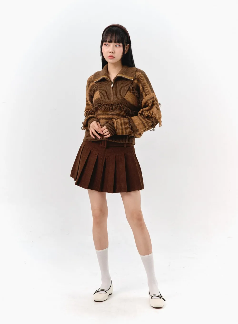 Corduroy Mini Skirt IS321