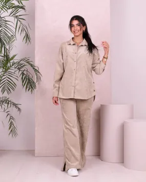 Corduroy Shirt and Pants Set (W707) - Just4Women