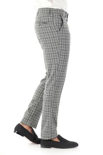 CP63 I BARABAS PLAID PANTS SLIM FIT I GREY-WHITE