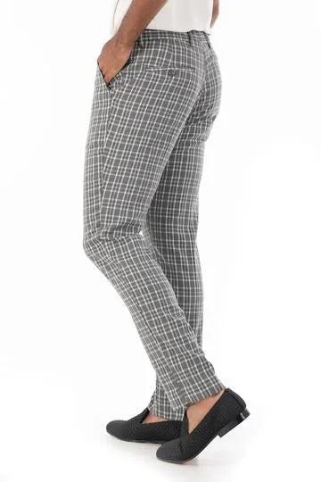 CP63 I BARABAS PLAID PANTS SLIM FIT I GREY-WHITE