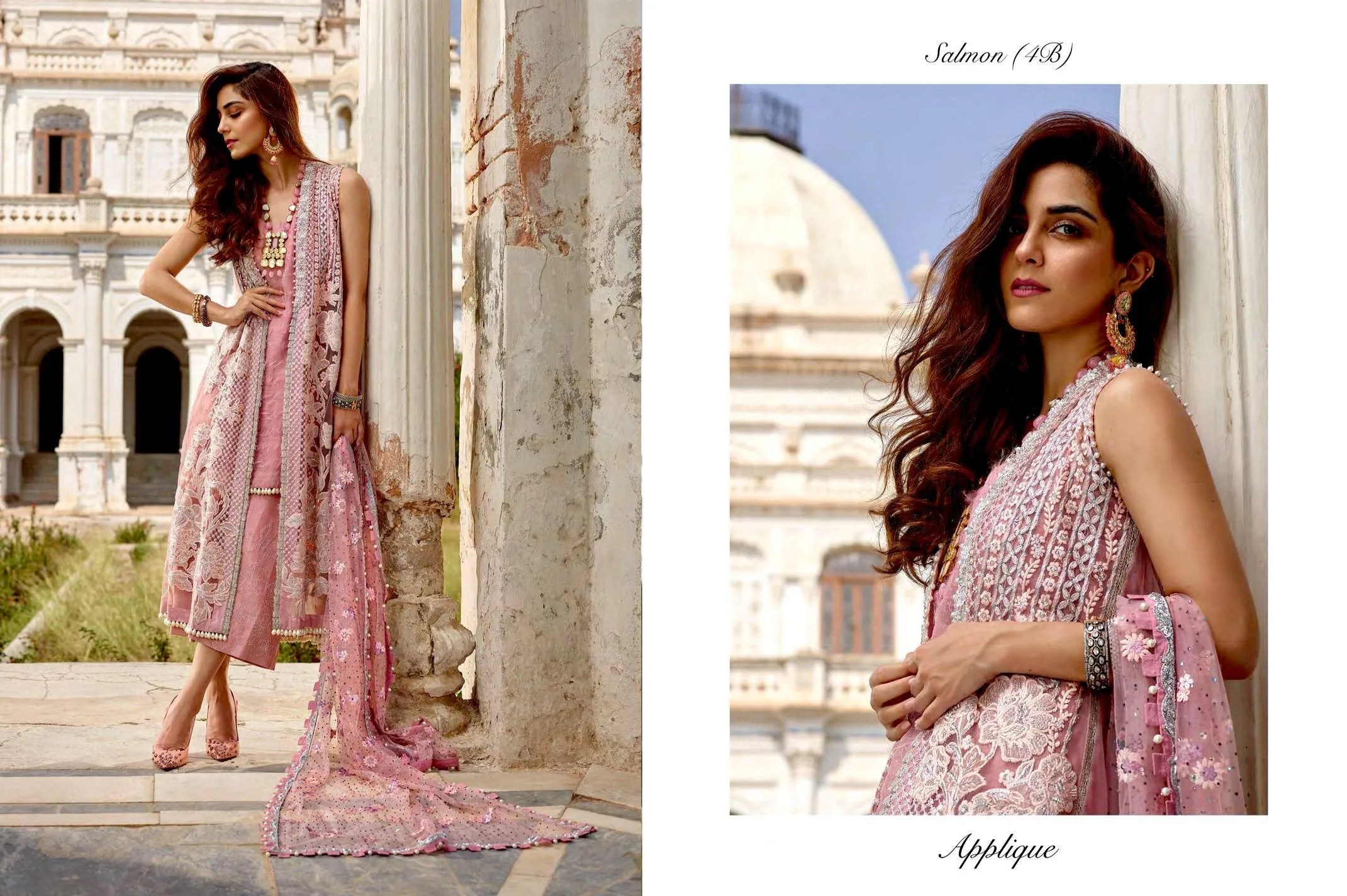 Crimson Luxe by Saira Shakira – Wedding Collection 2019 – D4-B Applique - Salmon