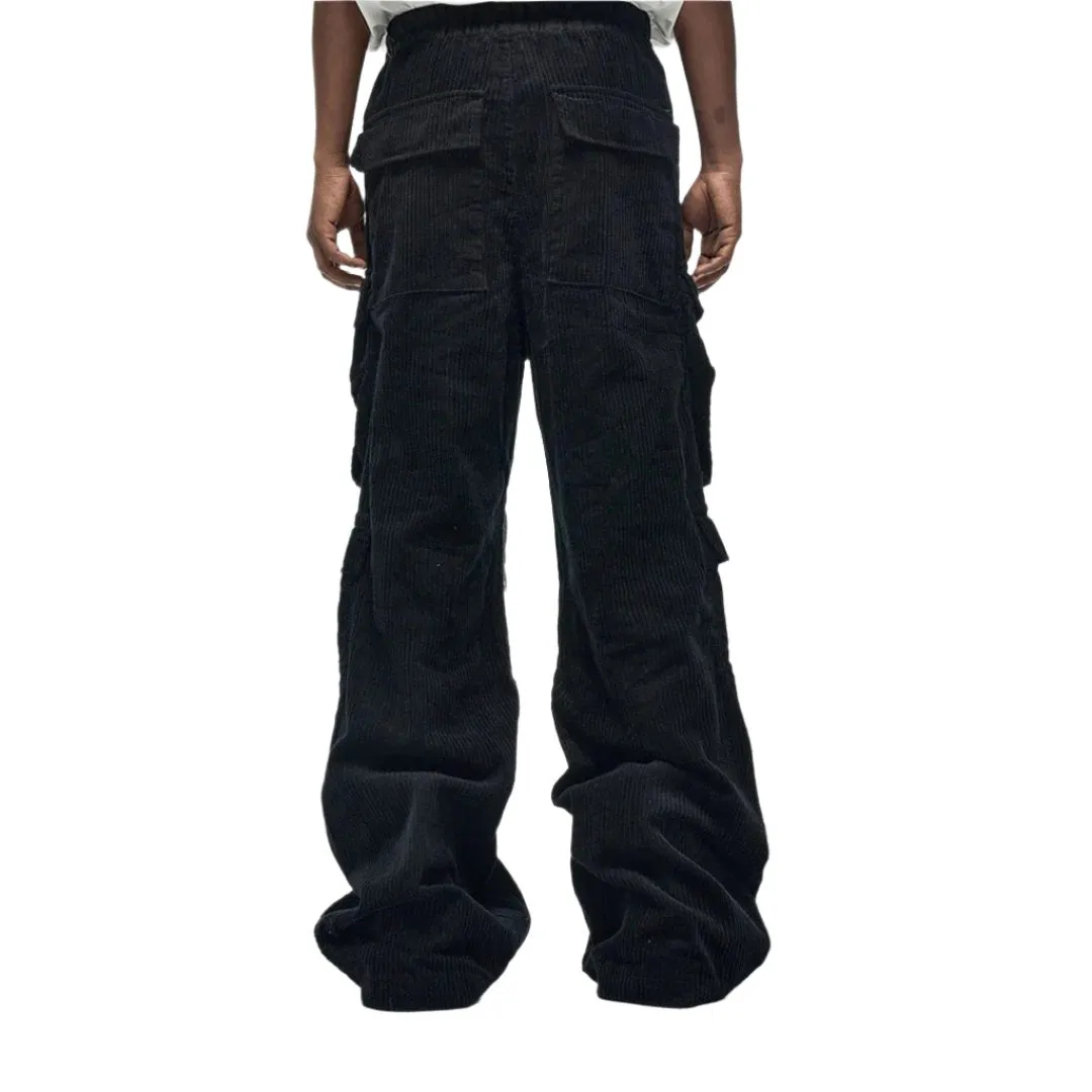 Deep Black Corduroy Cargo Pant