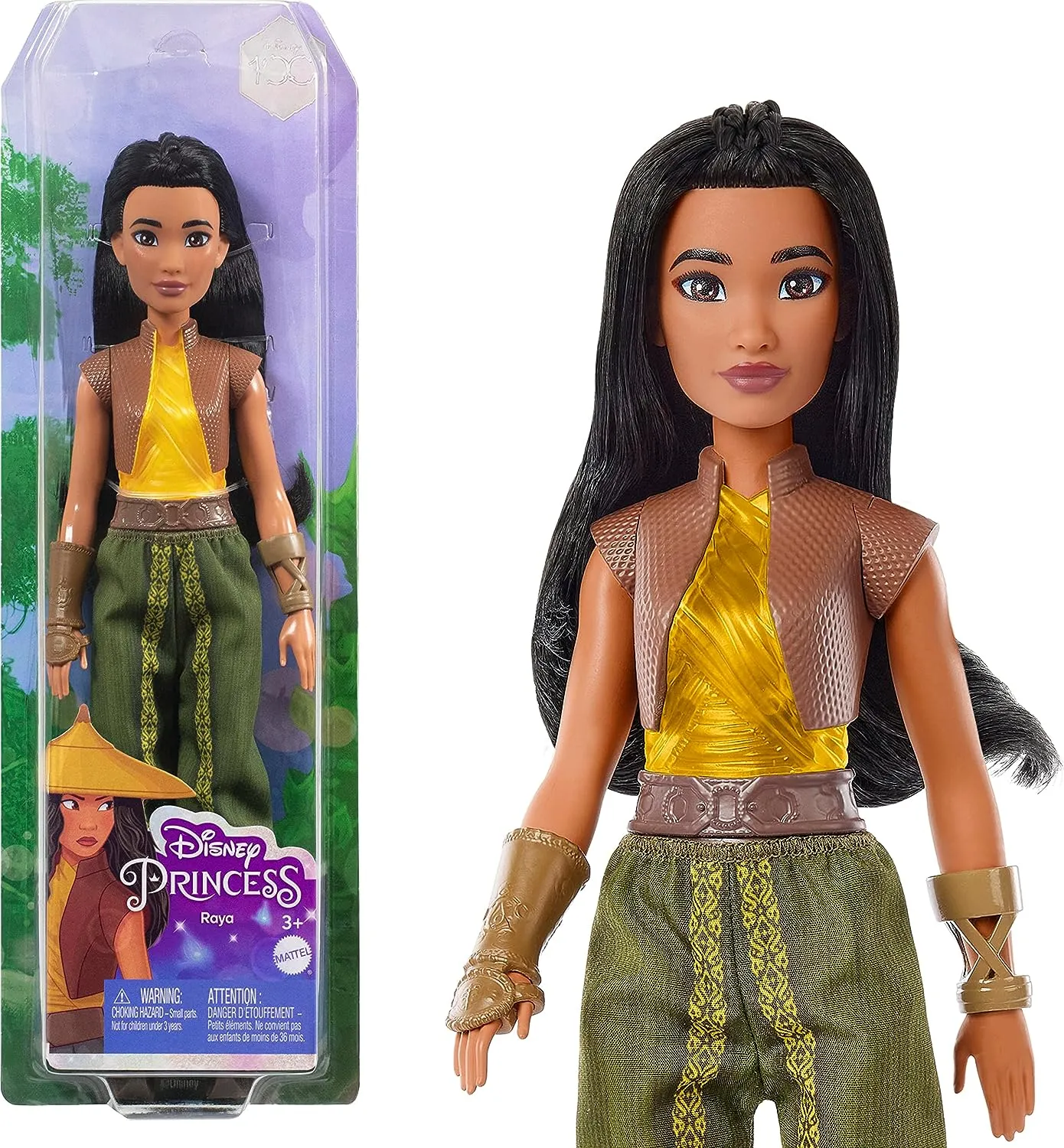 Disney Princess Raya Posable Fashion Doll with Sparkling Clothing and Accessories for Kids Ages 3 