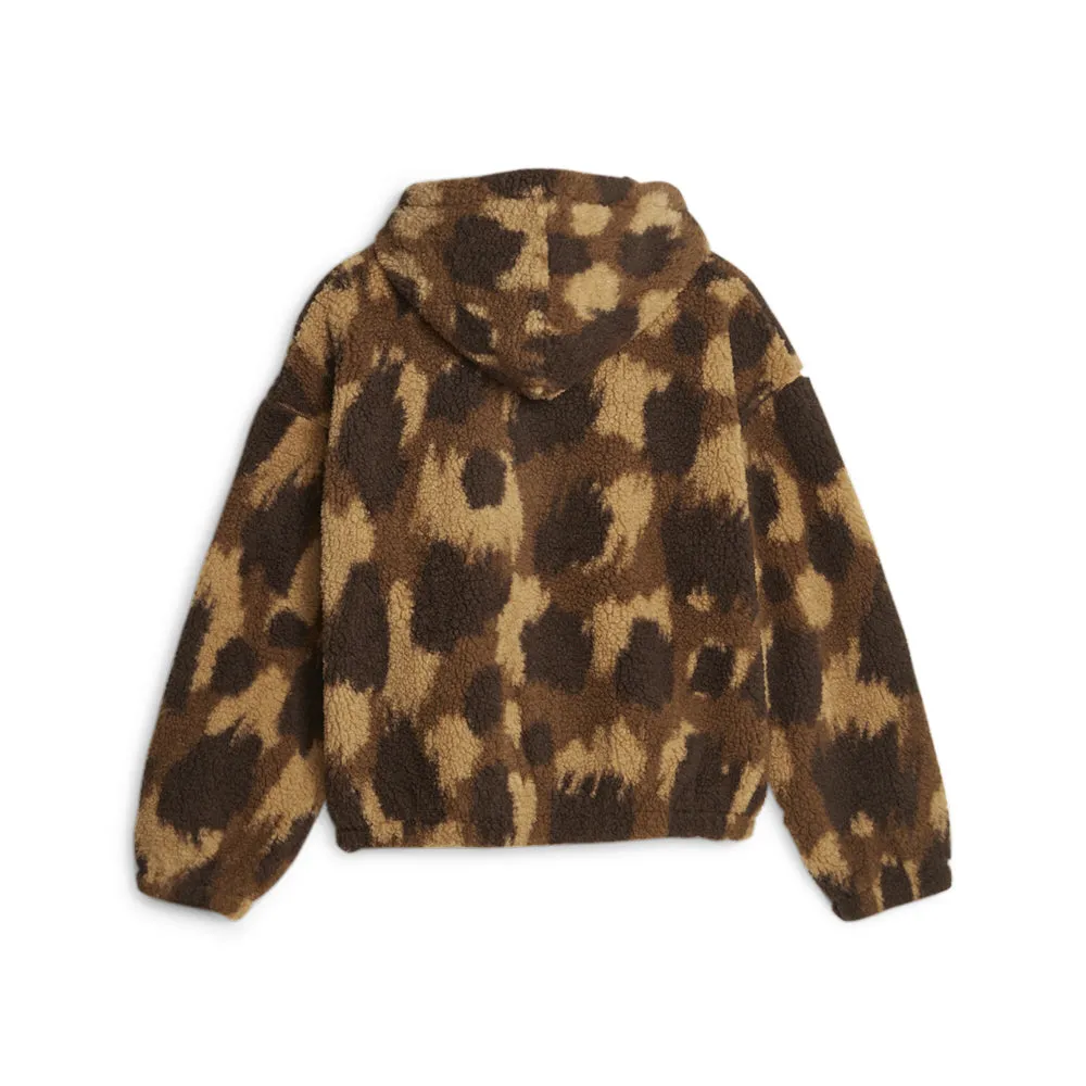 Downtown Animal Print Sherpa Full Zip Jacket