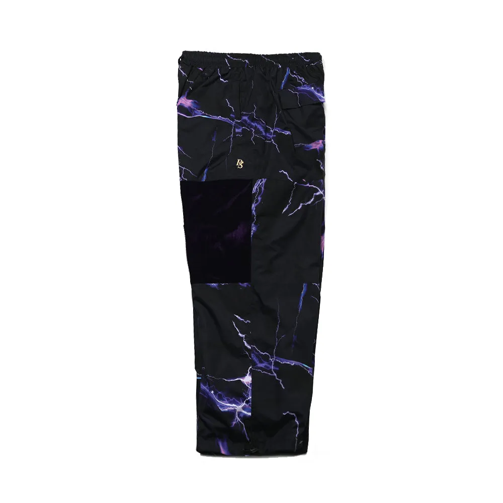 DSXBR 2ND VELVET WIDE BOX PANTS PURPLE THUNDER BLACK