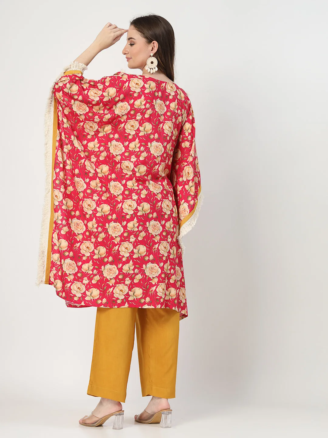 Elegant Bohemian Kaftan with Relaxed Pants Ensemble