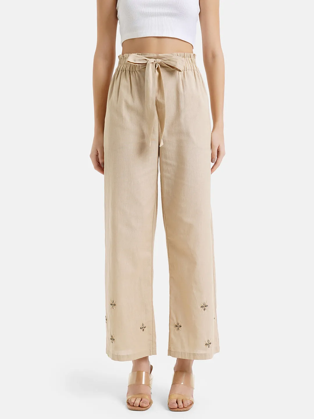 Embroidered Linen Pants