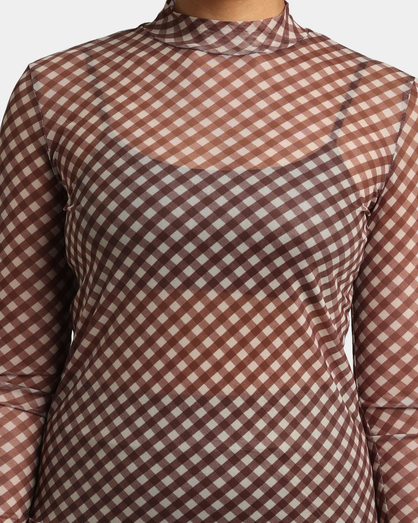 EN ES Women's Cheeky Check Mesh Top Check