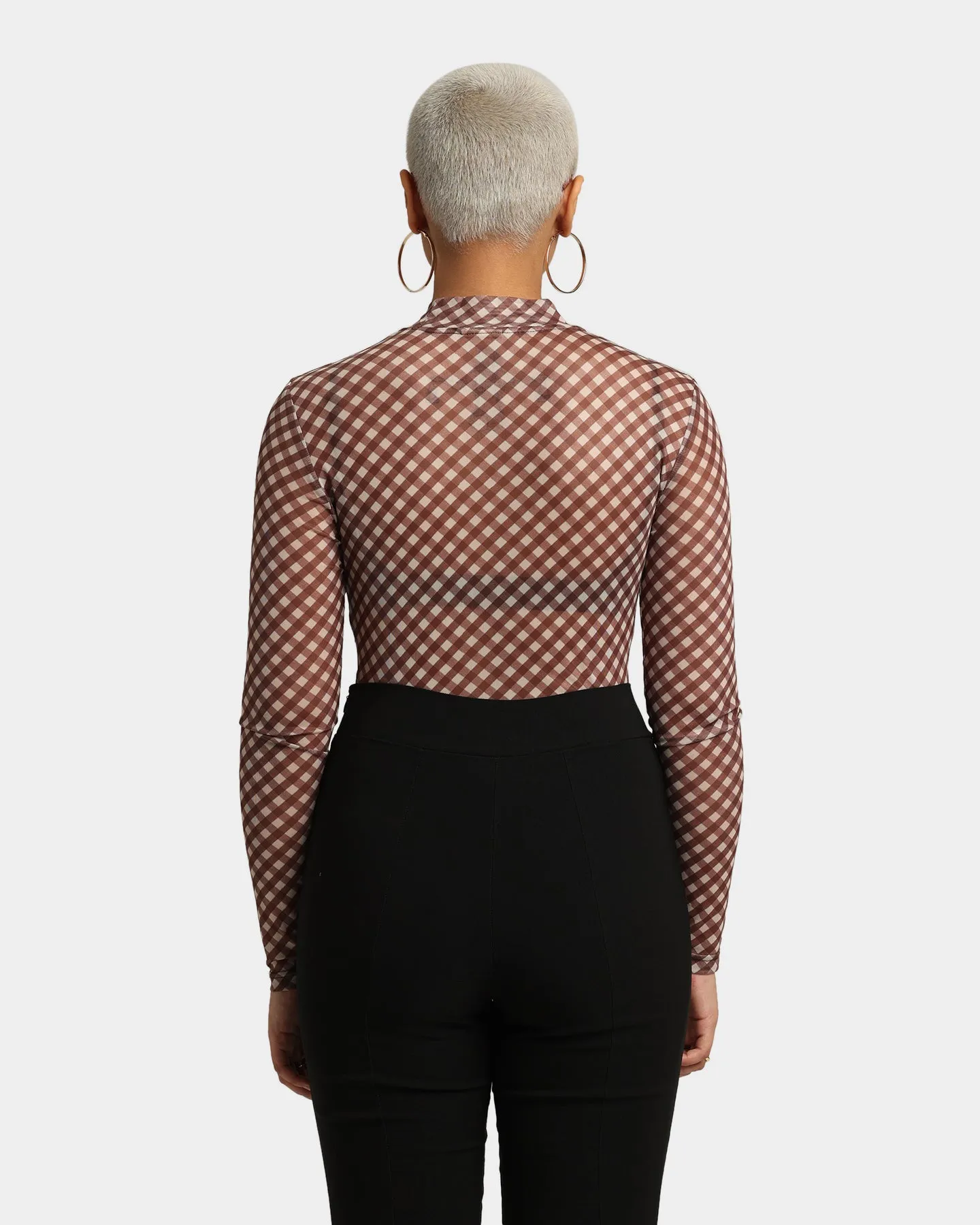 EN ES Women's Cheeky Check Mesh Top Check