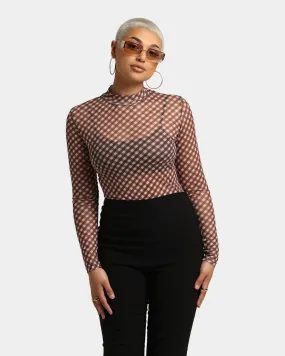 EN ES Women's Cheeky Check Mesh Top Check