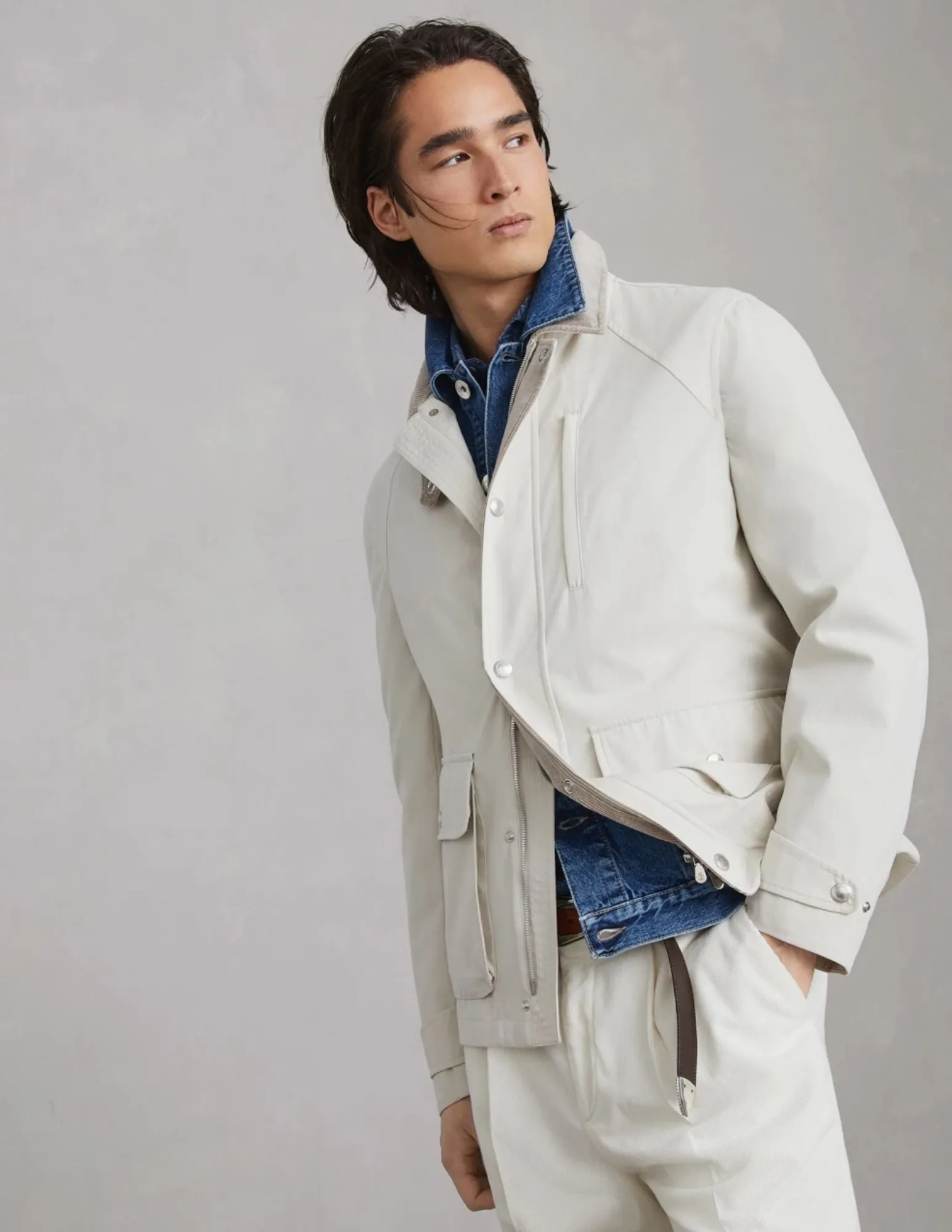 Field Jacket with Corduroy Inserts | Chalk