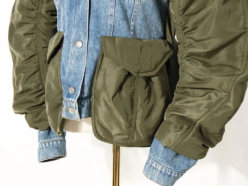 Fitted Denim & Green Jacket