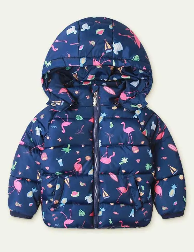 Flamingo Printed down Jacket