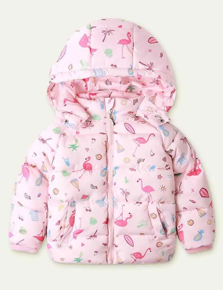 Flamingo Printed down Jacket