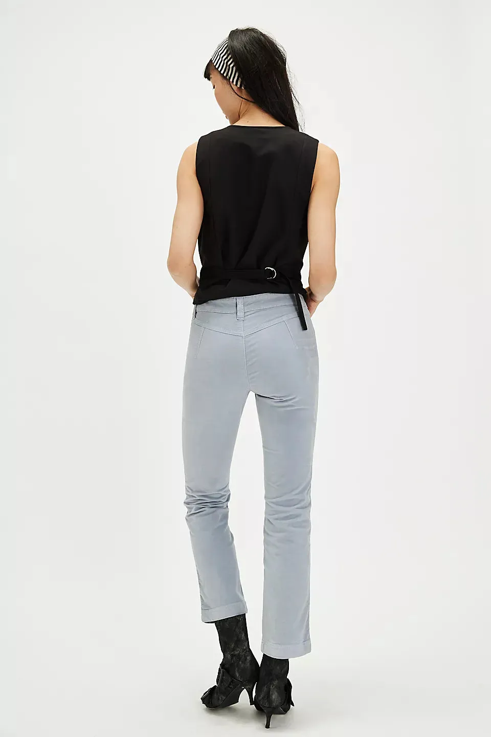 Free People High Time Velvet Kick Flare Pants - PEARL BLUE