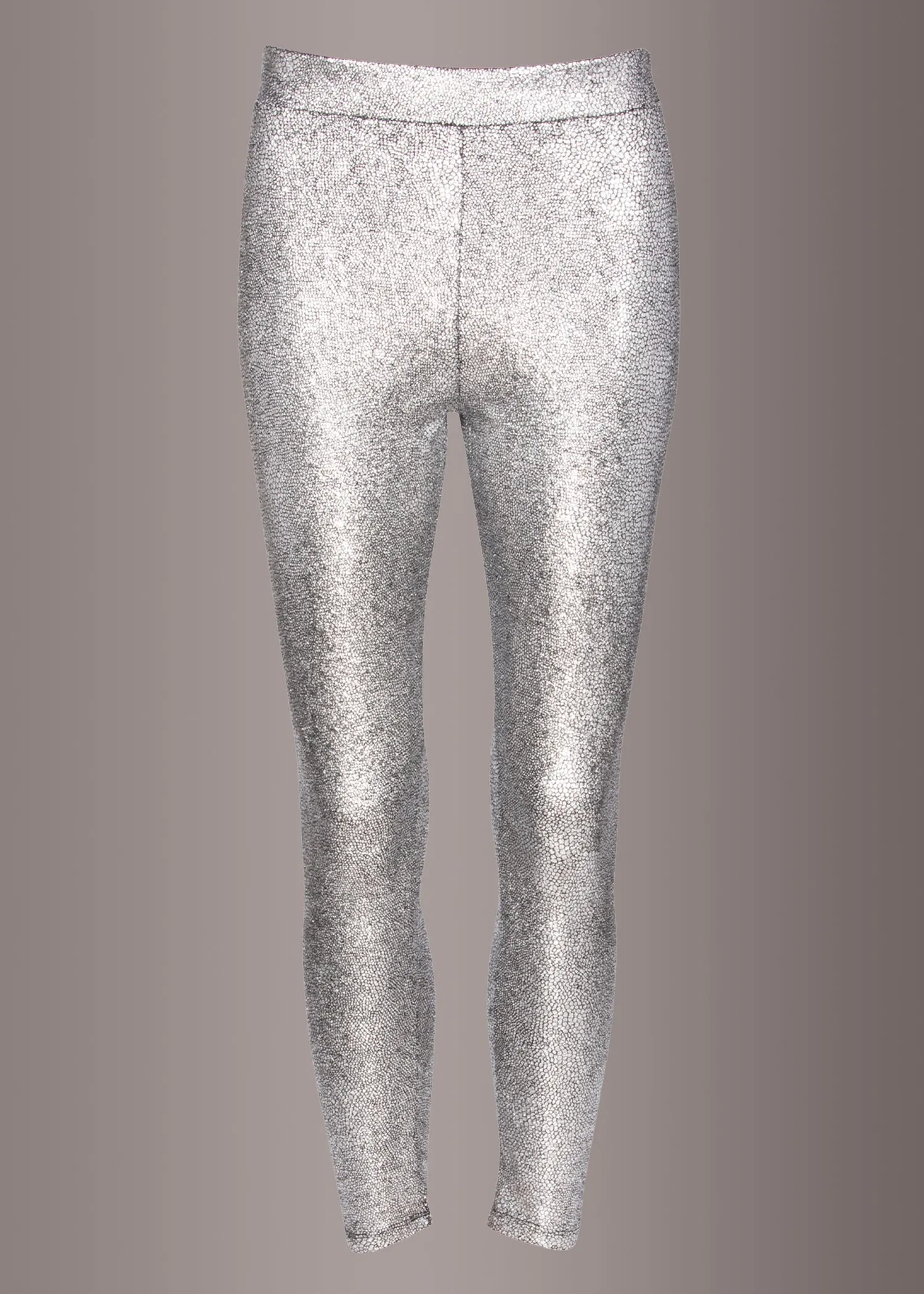 Glam Rocker Silver Metallic Leggings Shiny Glitter Pants