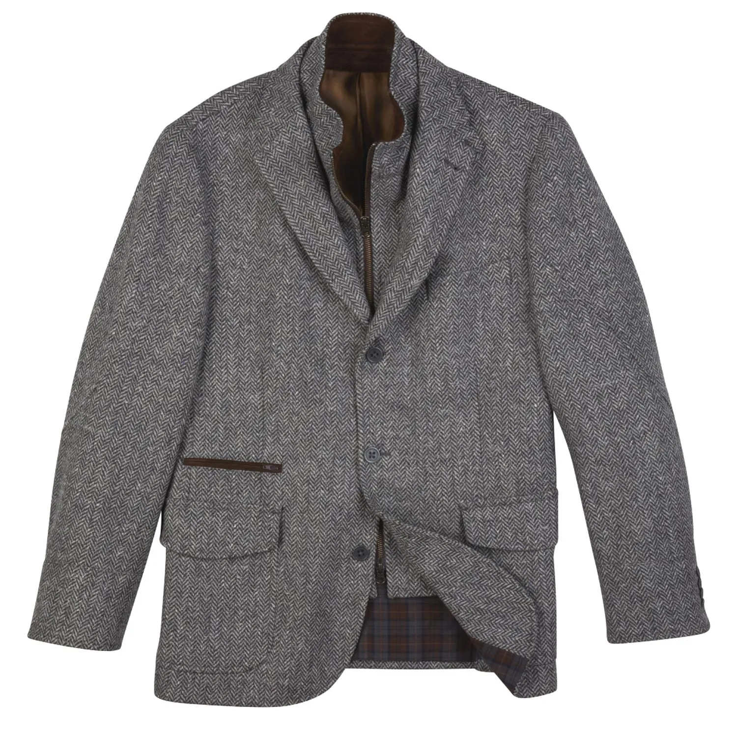 Grey Herringbone Hybrid Wool Blazer by Viyella