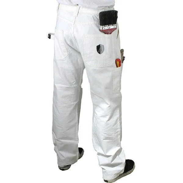 Heavy Duty White Painters Pants With Removable Knee Pads