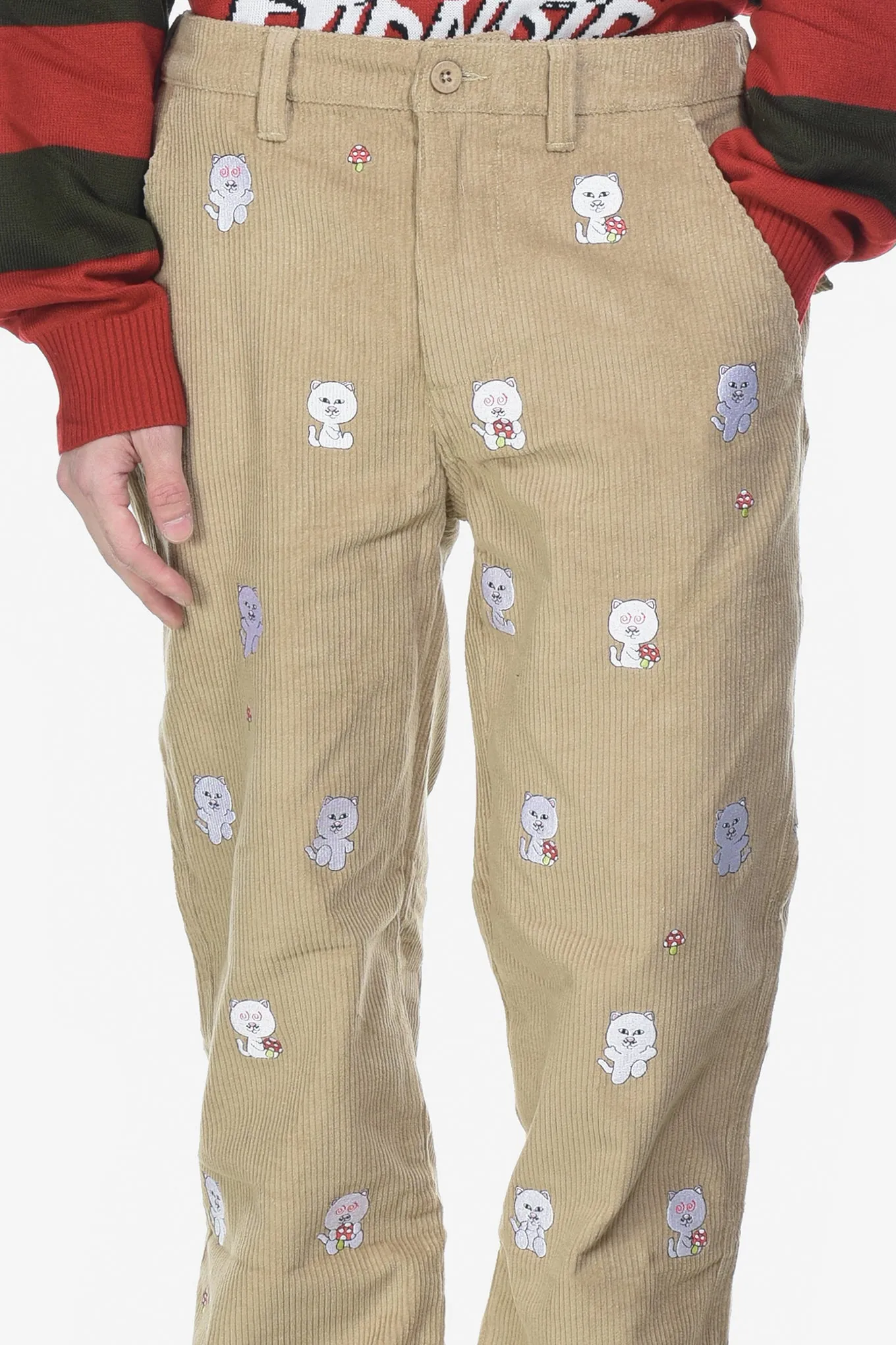 HELLO NERMY CORDUROY EMBROIDERED PANTS