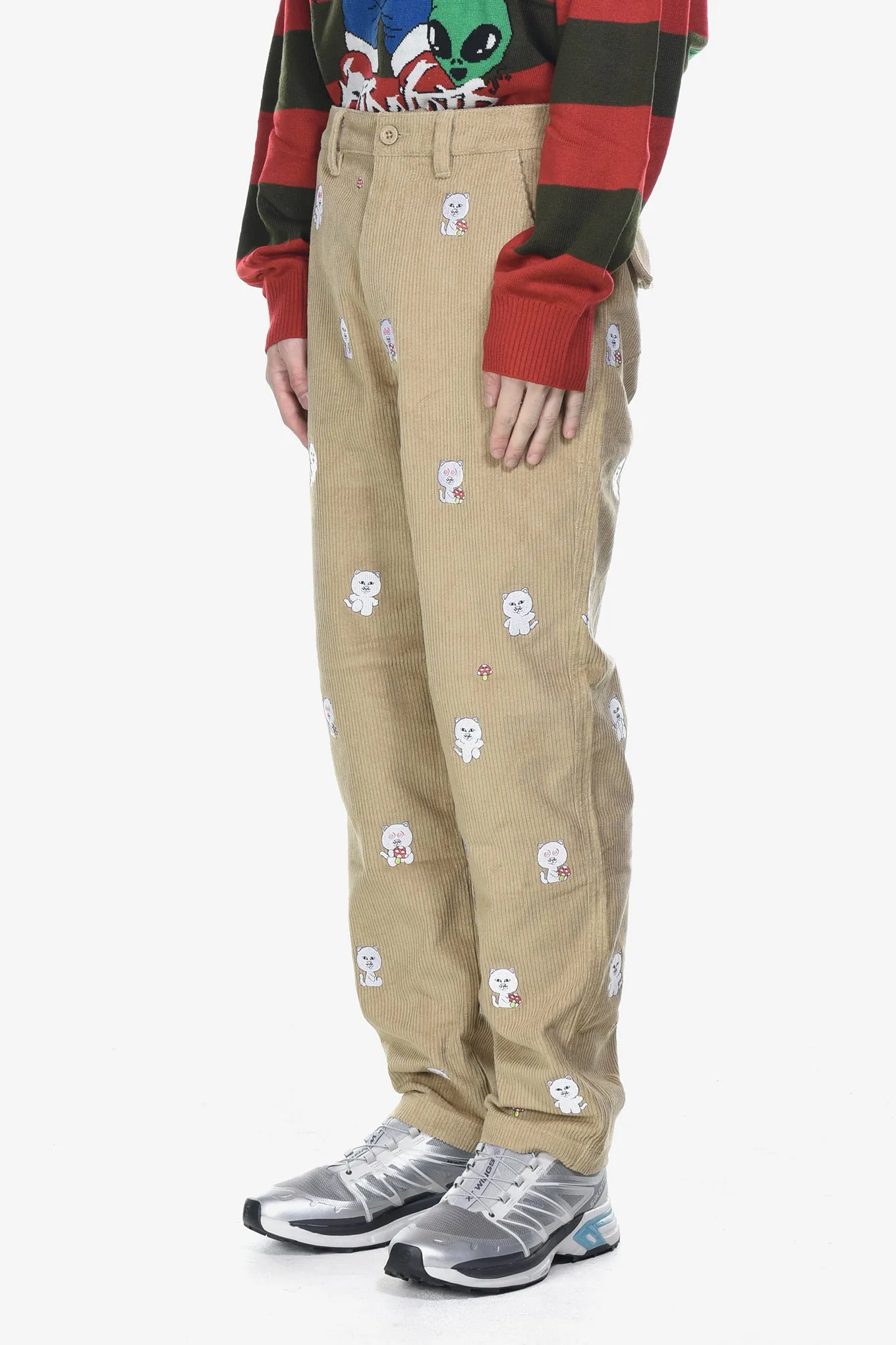 HELLO NERMY CORDUROY EMBROIDERED PANTS