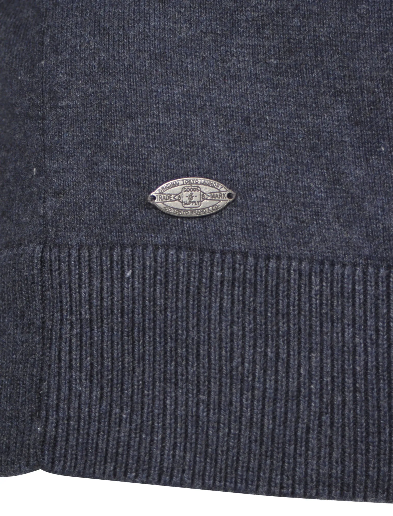 Heppleston V-neck Cotton Jumper in Midnight Blue Marl - Tokyo Laundry