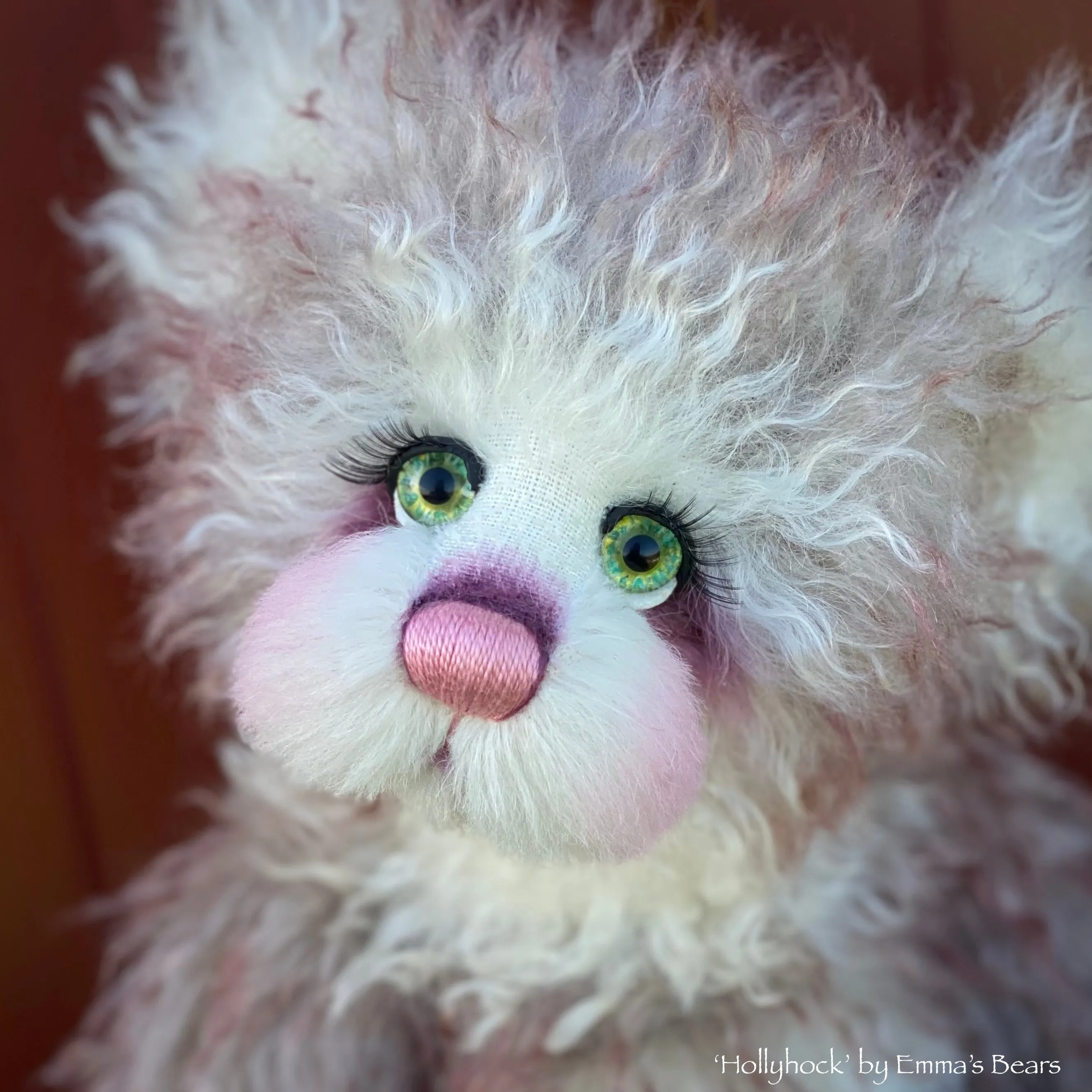 Hollyhock - 16" Tipped Curlylocks and Alpaca artist bear by Emma's Bears - OOAK