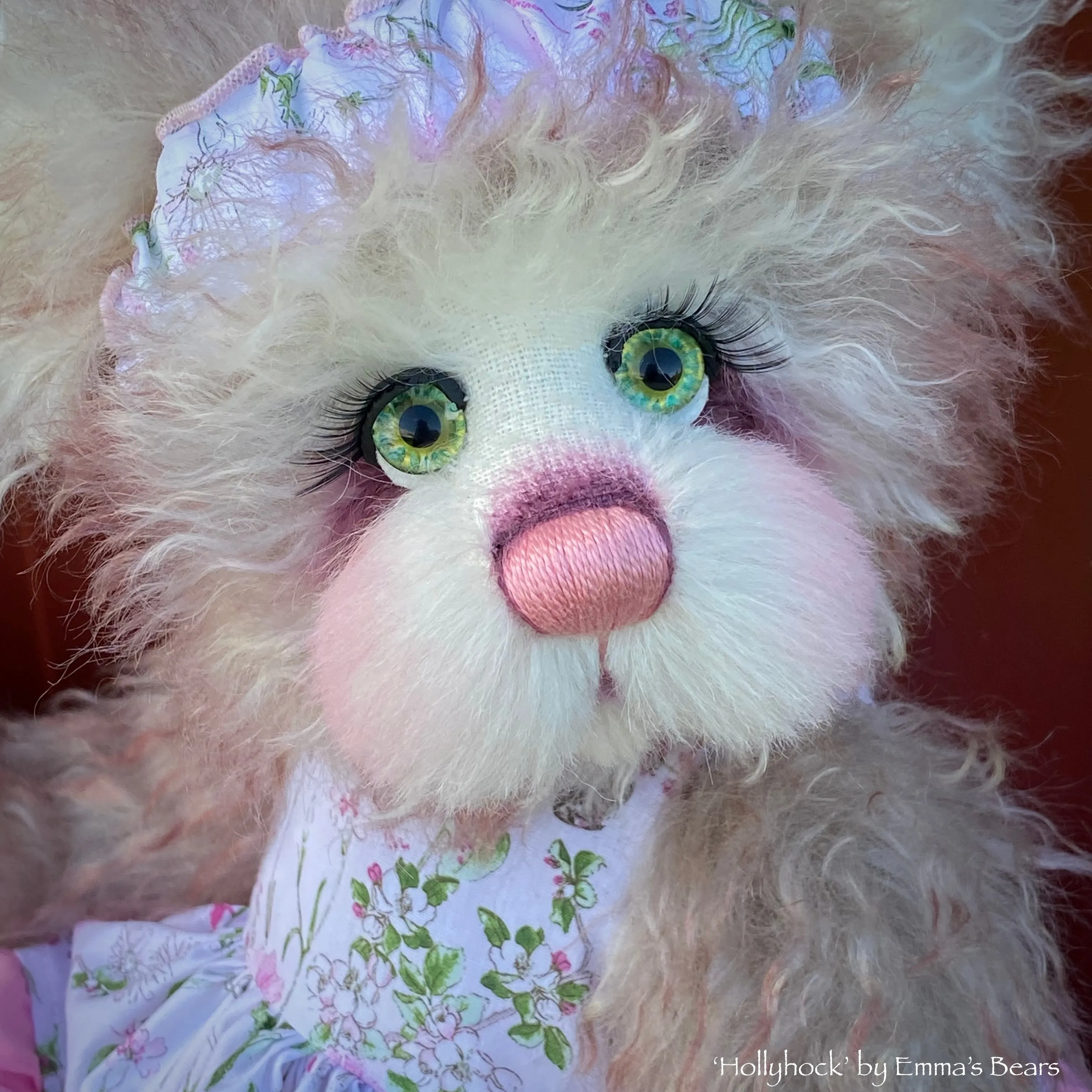 Hollyhock - 16" Tipped Curlylocks and Alpaca artist bear by Emma's Bears - OOAK