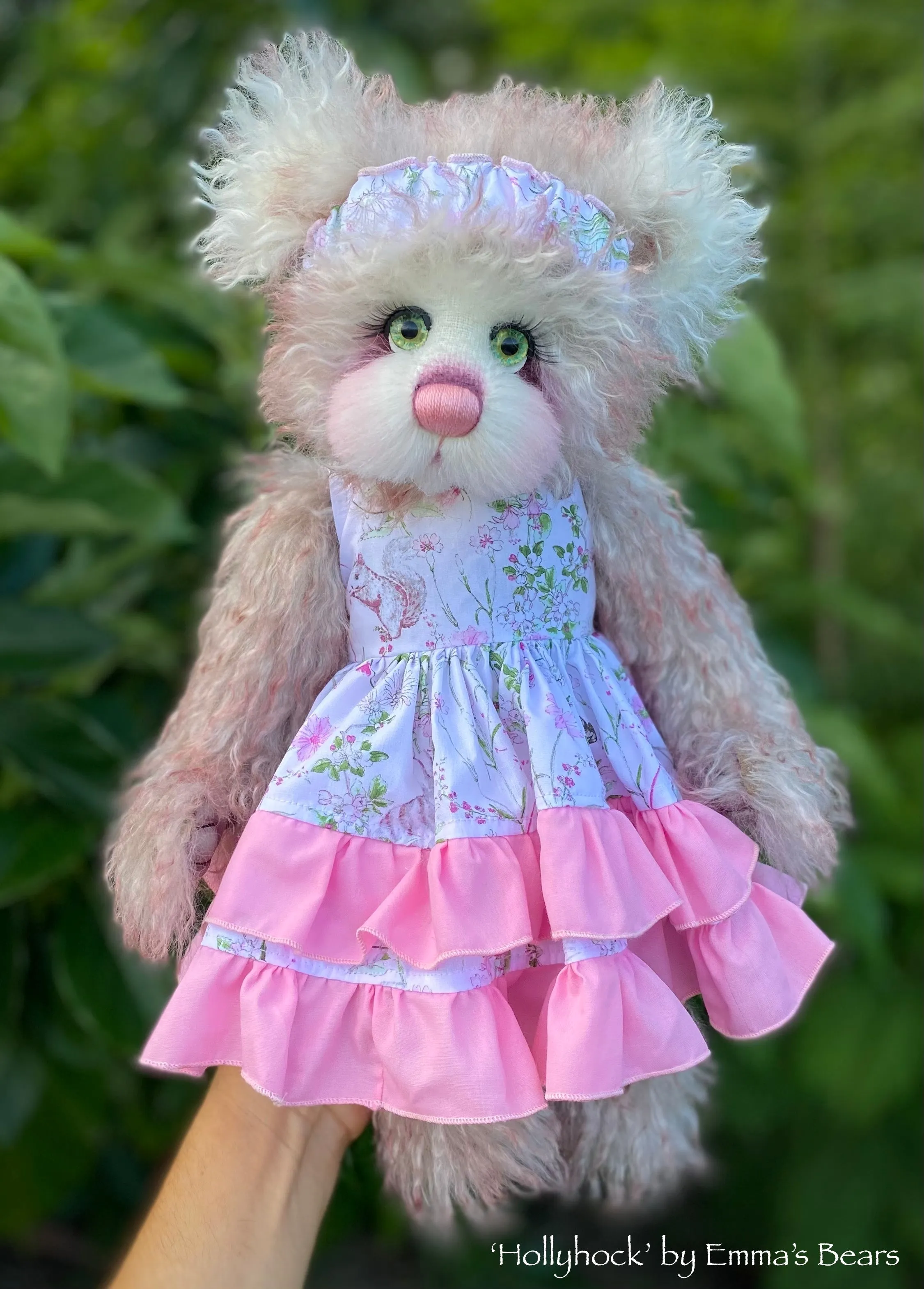 Hollyhock - 16" Tipped Curlylocks and Alpaca artist bear by Emma's Bears - OOAK