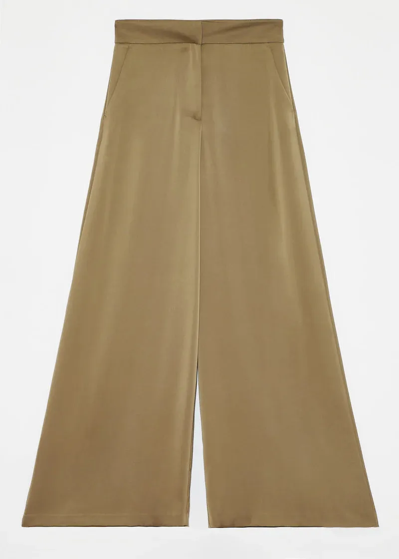 Iris Wide Leg Pants | Tan Olive