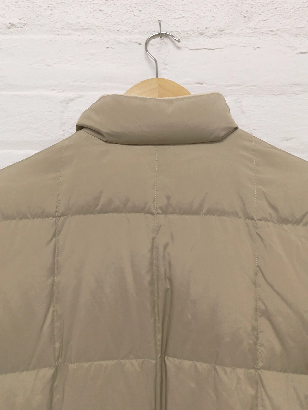 Issey Miyake beige high neck down puffer coat - size M