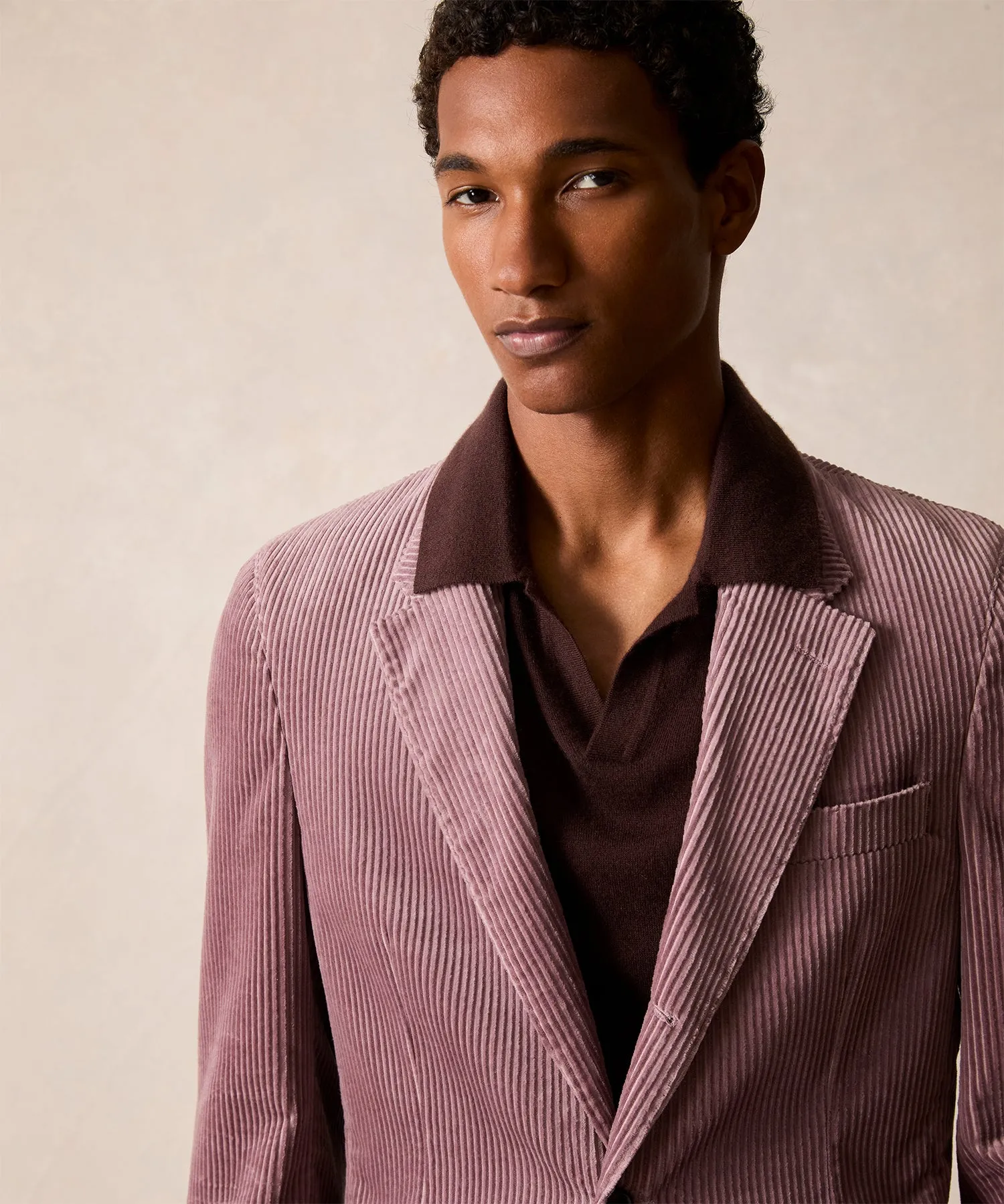 Italian Wide Wale Corduroy Madison Jacket in Mauve