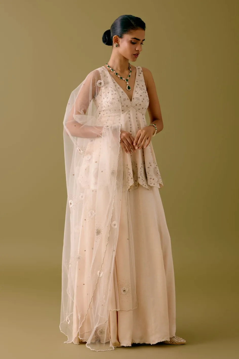 Ivory Sequined Sharara Set