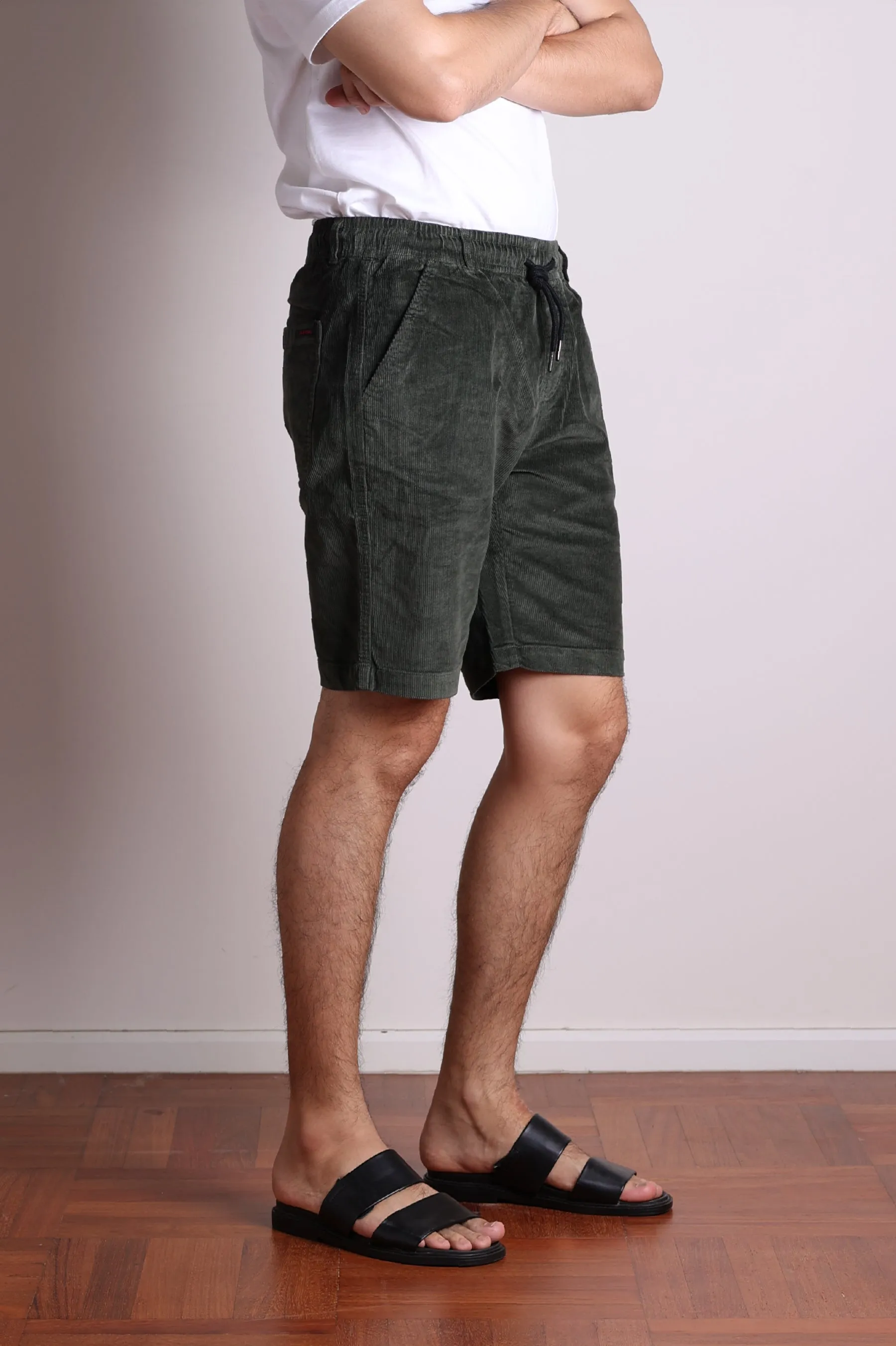 Jack Russel - Men Shorts - Handwerk JS-333/21 Slim Fit Corduroy Olive Green