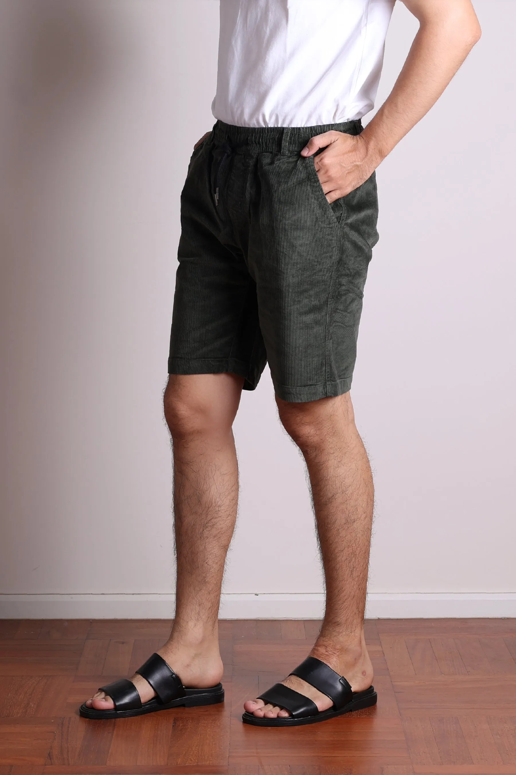 Jack Russel - Men Shorts - Handwerk JS-333/21 Slim Fit Corduroy Olive Green