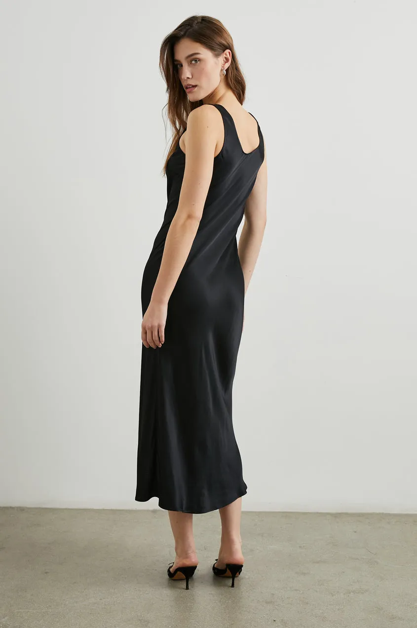 Kailani Dress - Black Satin