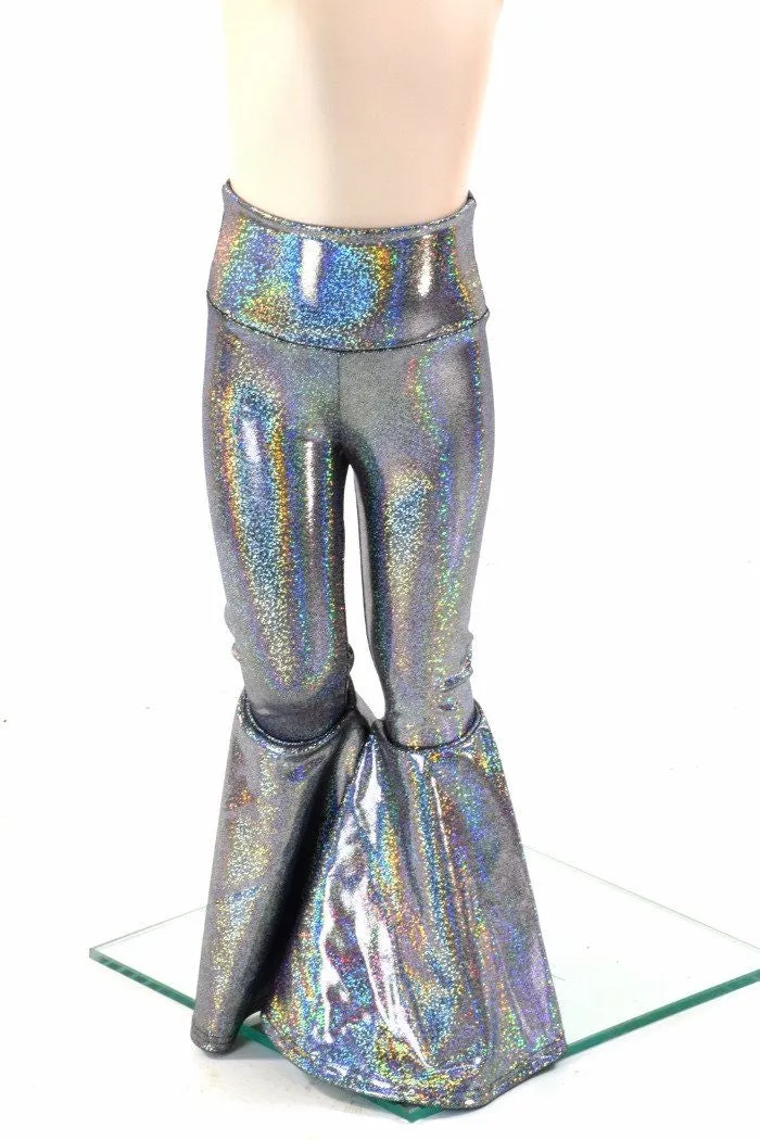 Kids Silver Holo Bell Bottom Flares