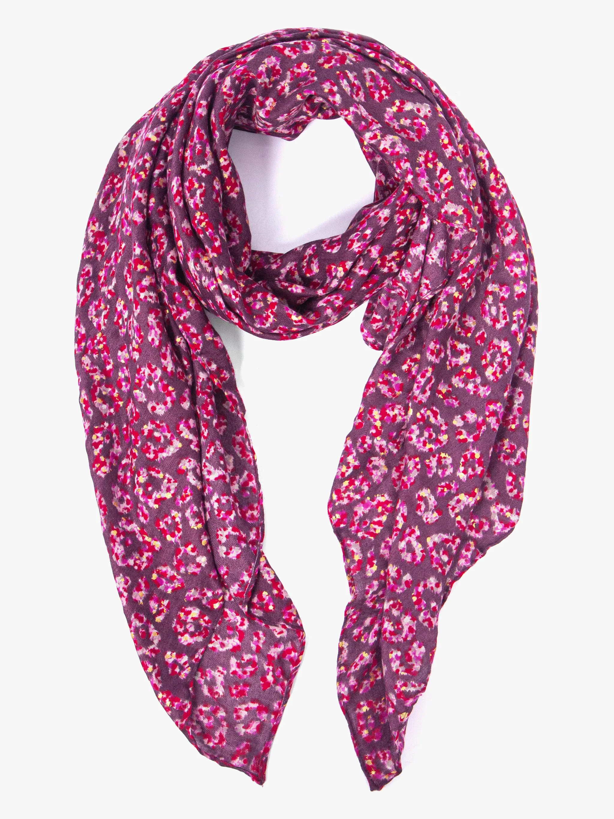 Kim Lightweight Scarf - Fuchsia, Animal Foil