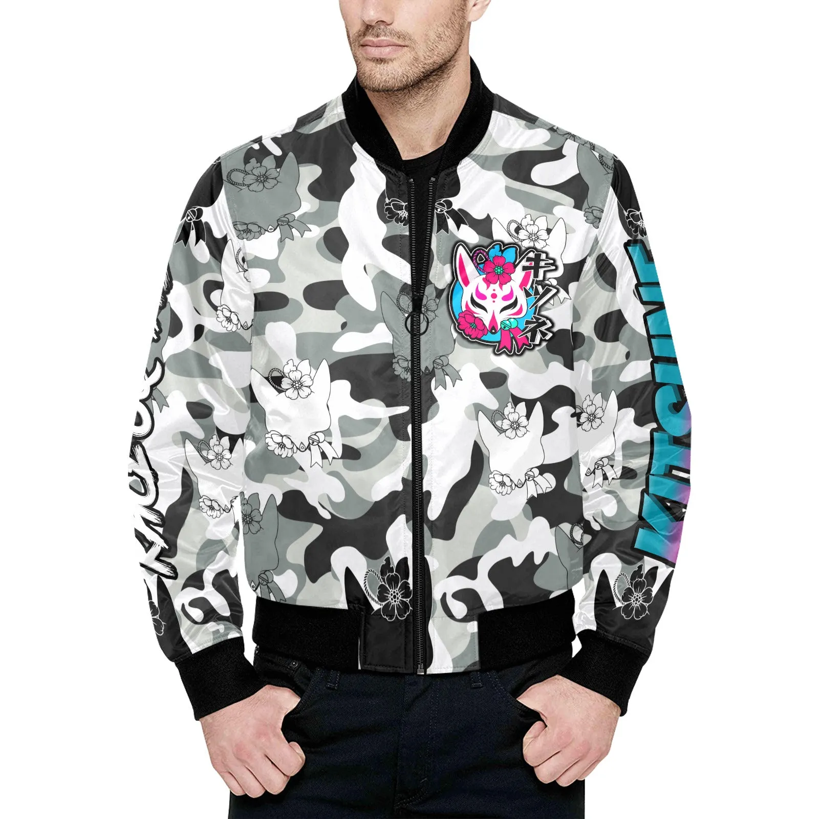 Kitsune White Camo Bomber Jacket