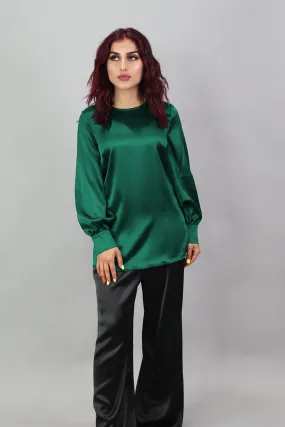 Lameera Satin Blouse - Emerald