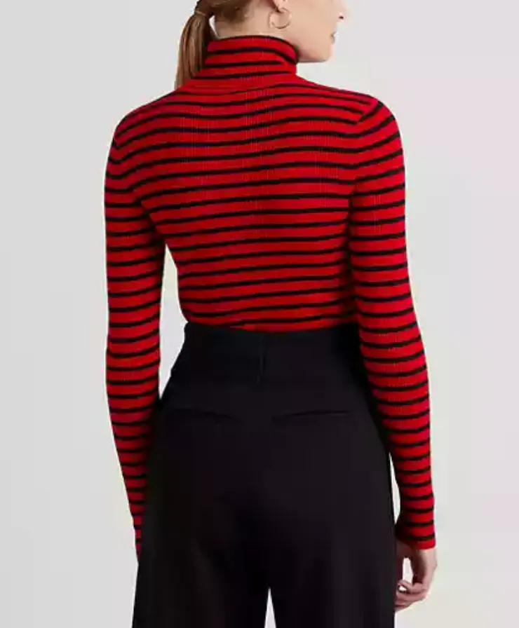 Lauren Ralph Lauren Striped Cotton-Blend Turtleneck Sweater