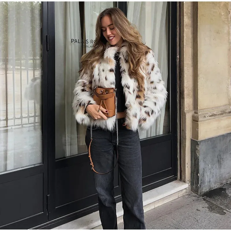 Leopard Print Faux Fur Jacket