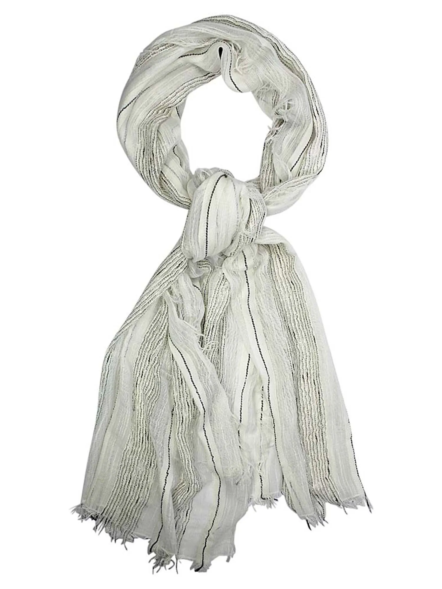 Lightweight Scarf With Bold Knit & Frayed Fringe